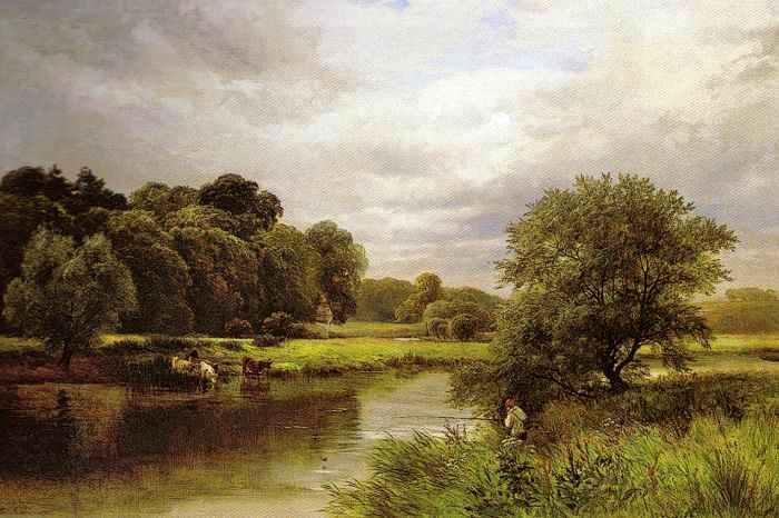 George Turner Fishing on the Trent oil painting picture
